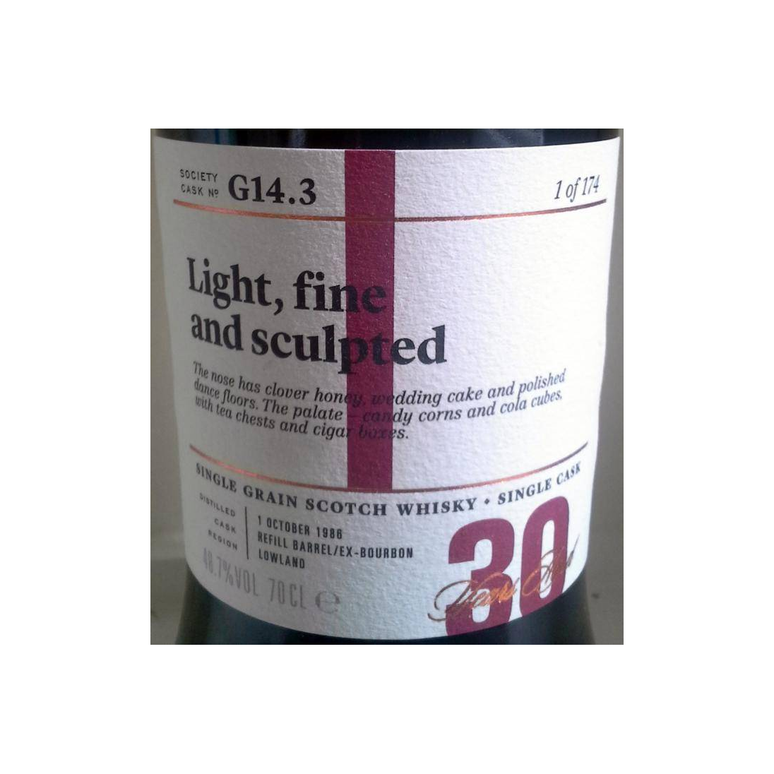 The Scotch Malt Whisky Society 1986 30 Years Single Grain Whisky