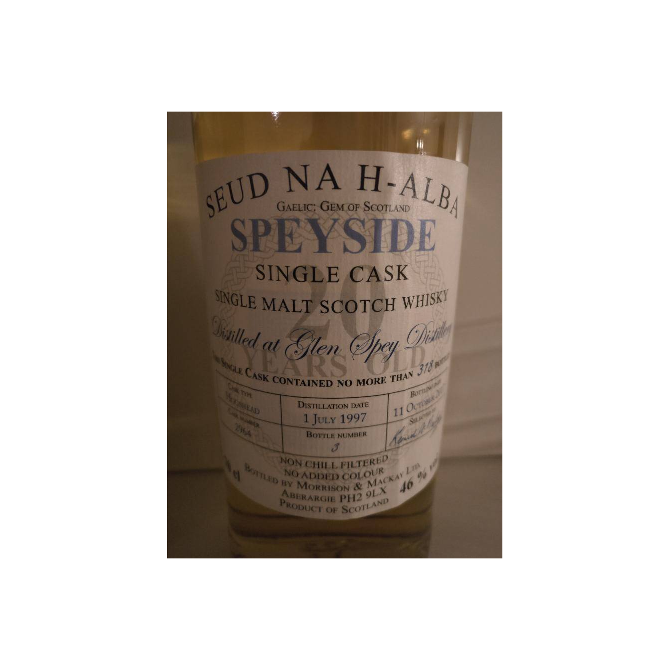 Glen Spey 1997 20 Years Single Malt Whisky