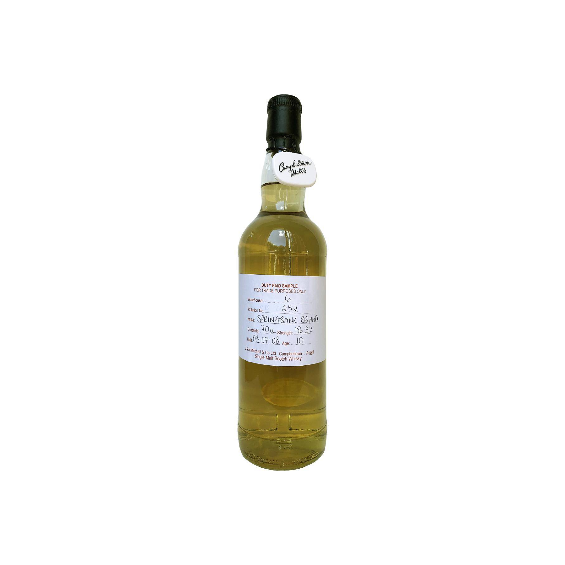 Springbank Duty Paid Sample - For Trade Purposes Only 2008 10 Years Single Malt Whisky