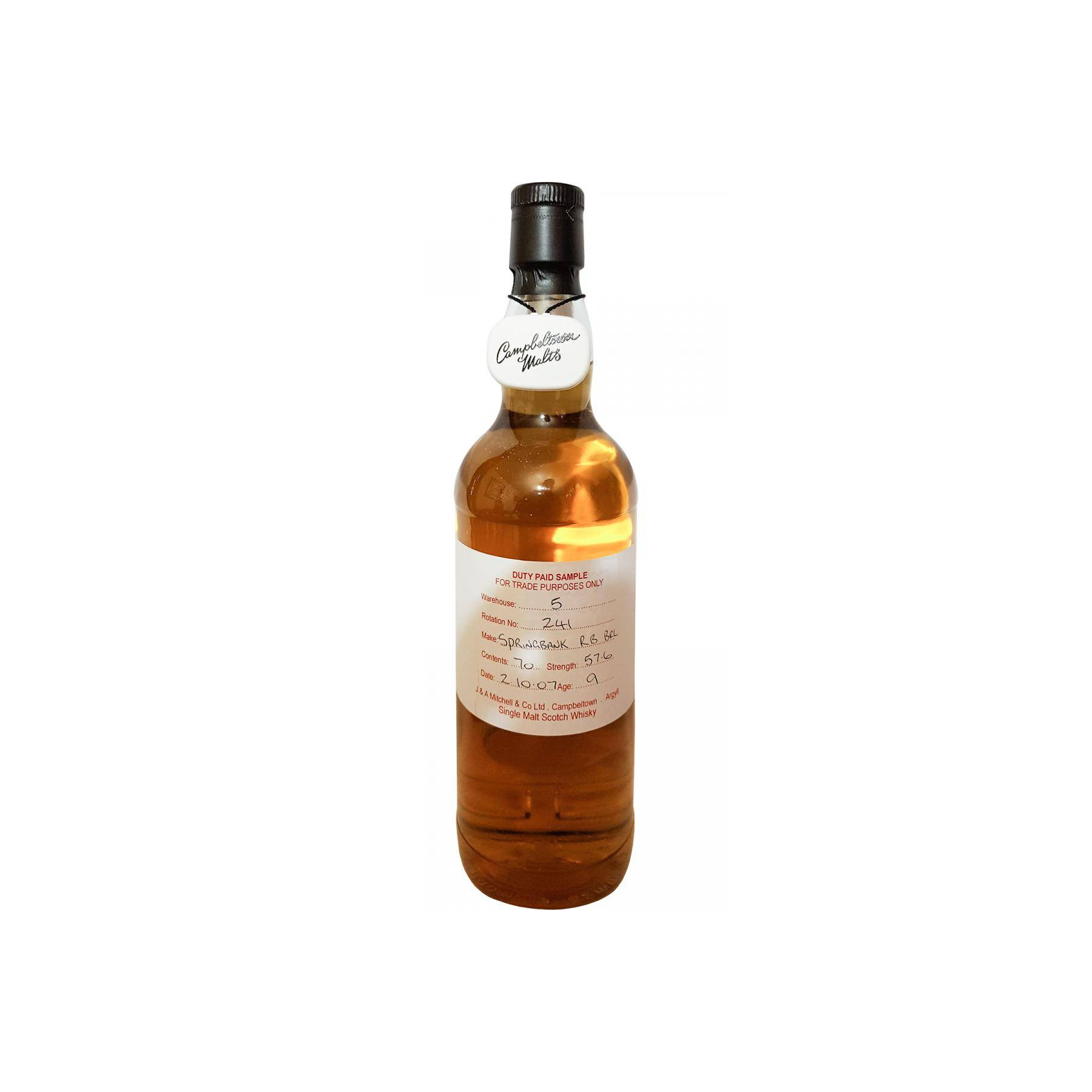 Springbank Duty Paid Sample - For Trade Purposes Only 2007 9 Years Single Malt Whisky