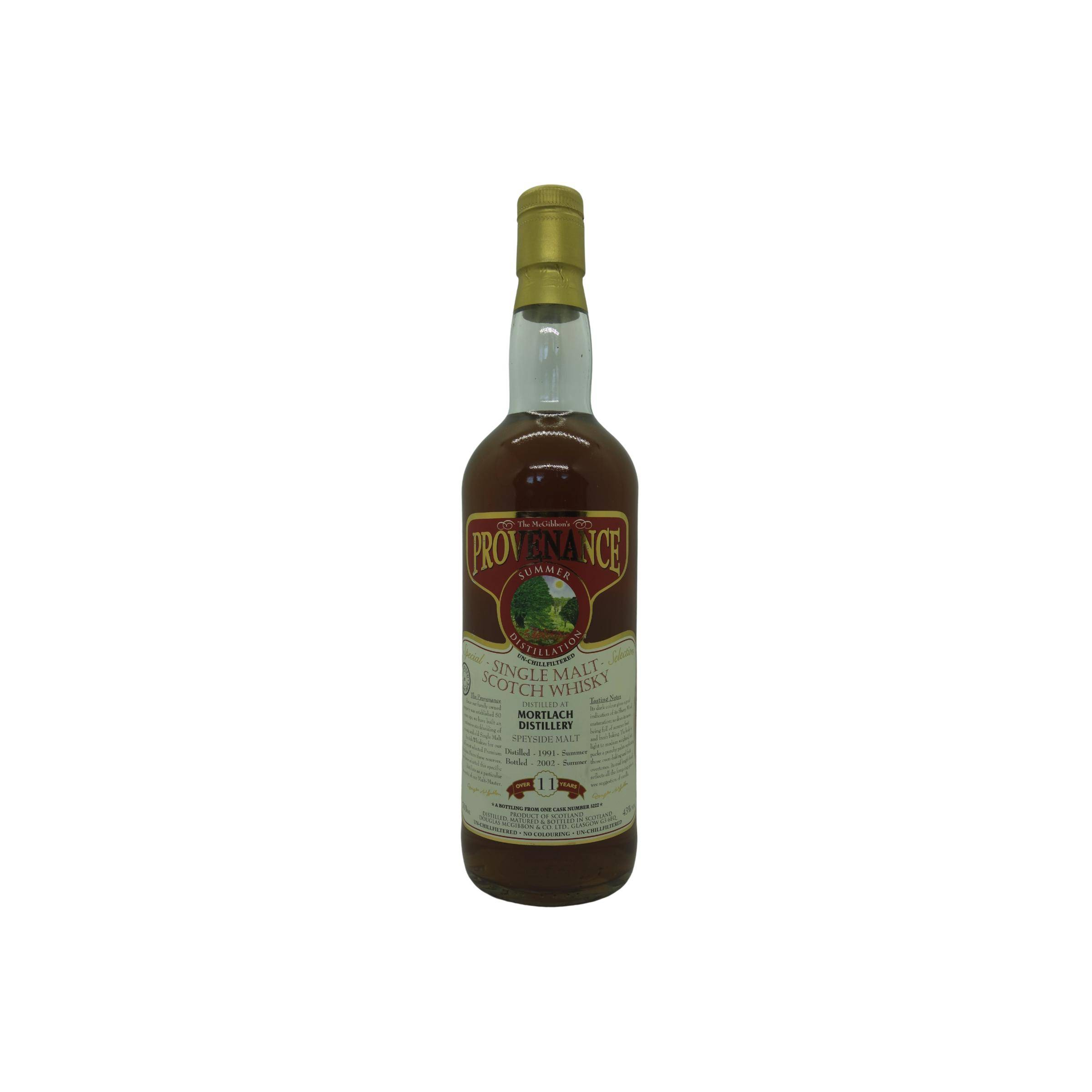 Mortlach McGibbon's Provenance 1991 11 Years Single Malt Whisky