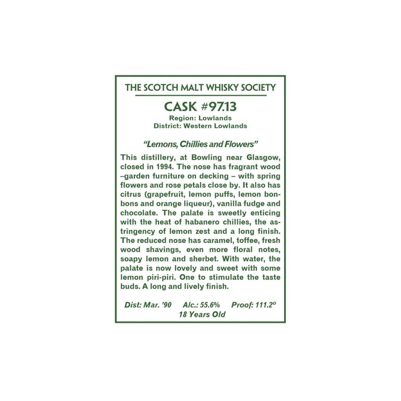 The Scotch Malt Whisky Society 1990 18 Years Single Malt Whisky