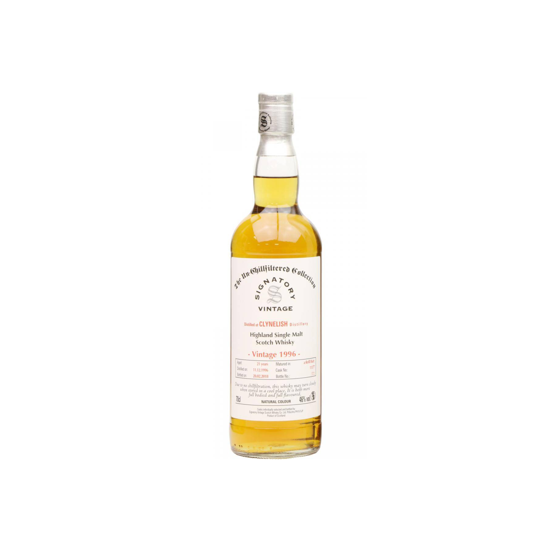 Clynelish The Un-Chillfiltered Collection 1996 21 Years Single Malt Whisky