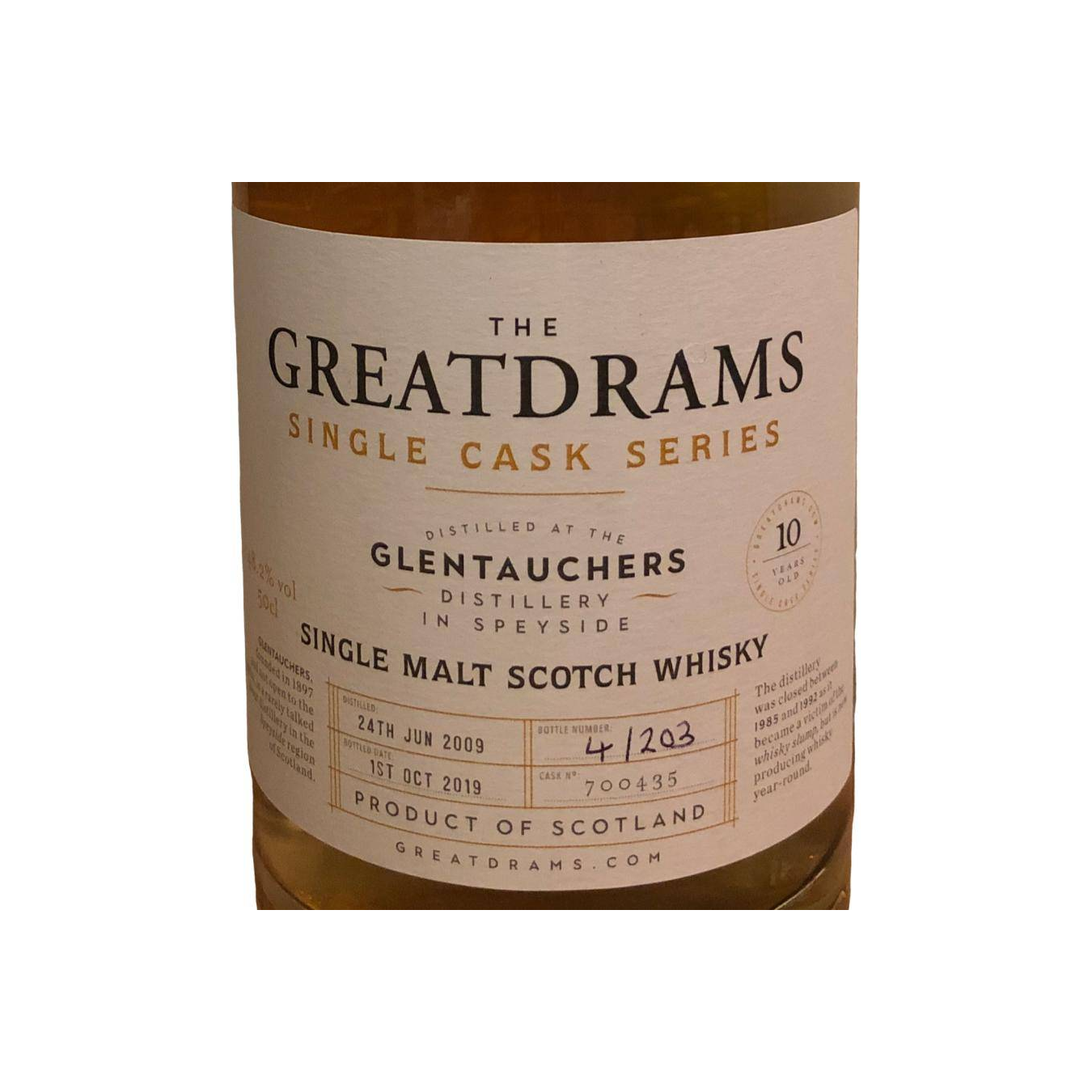 Glentauchers Single Cask 2009 10 Years Single Malt Whisky 2