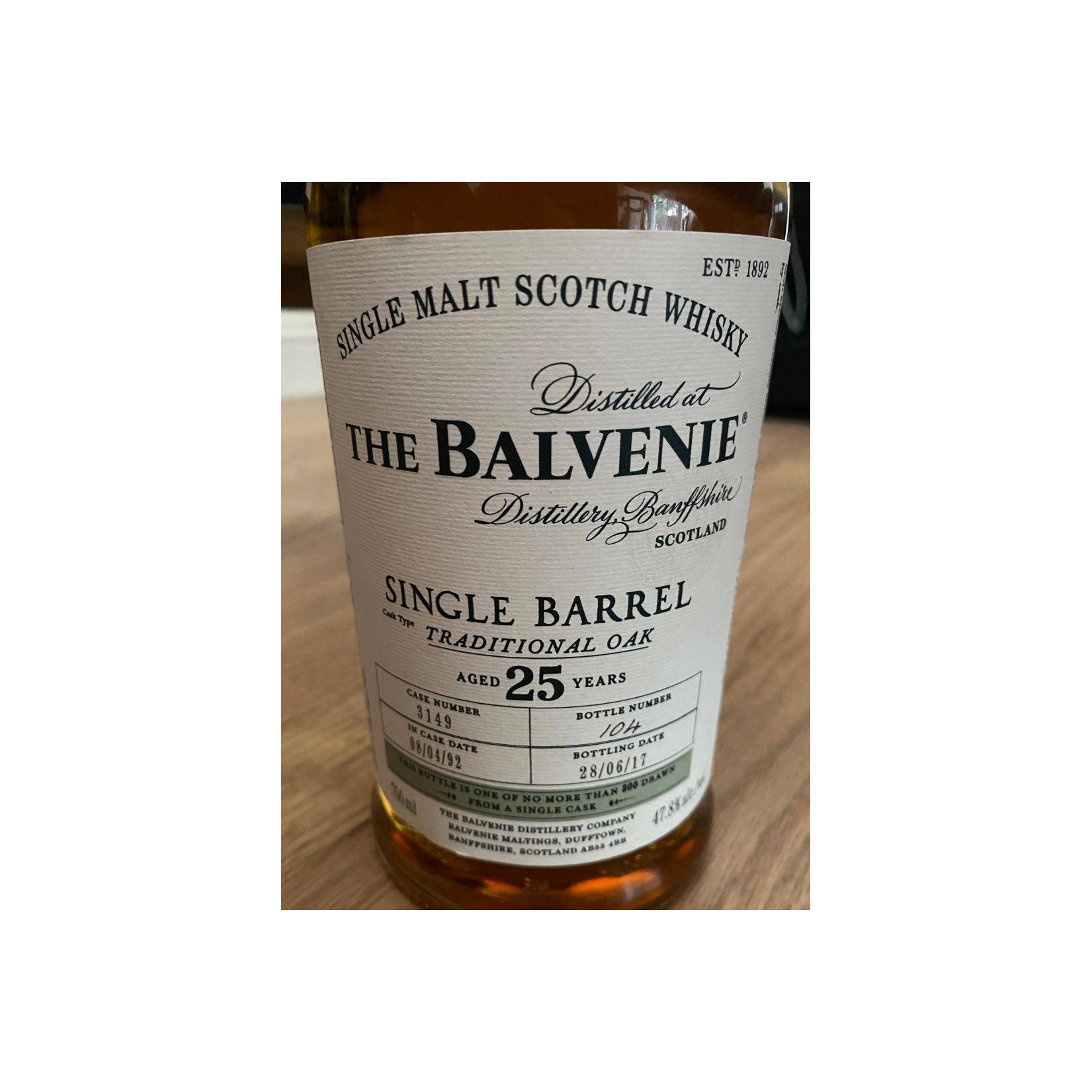 The Balvenie 1992 25 Years Single Malt Whisky