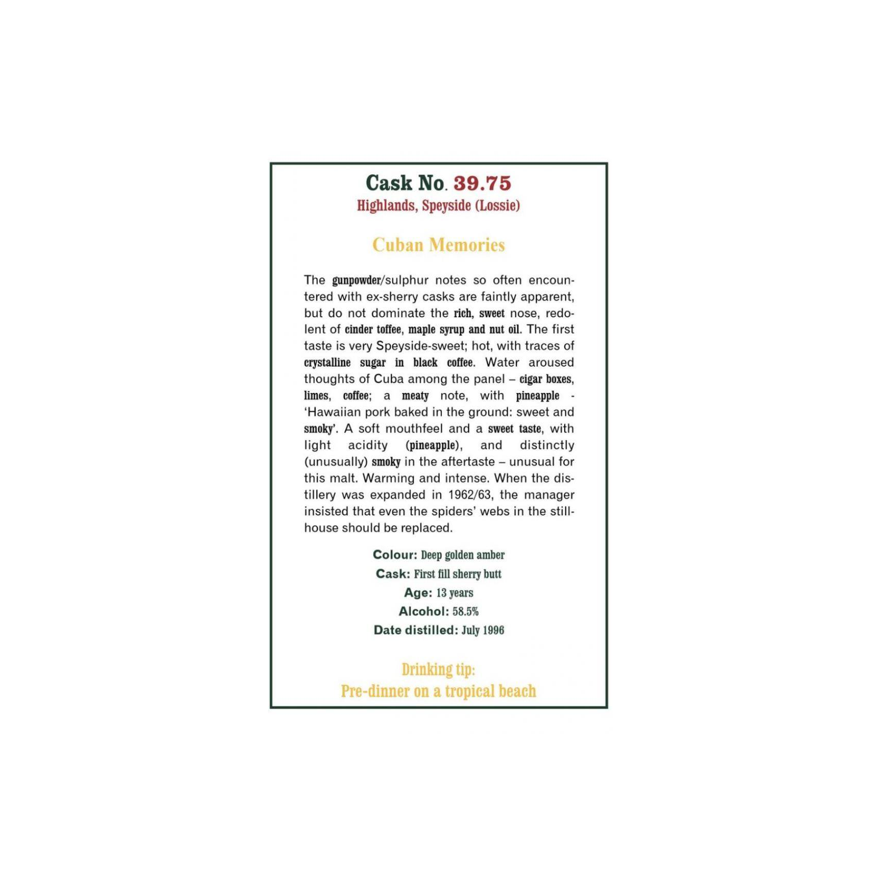 The Scotch Malt Whisky Society 1996 13 Years Single Malt Whisky