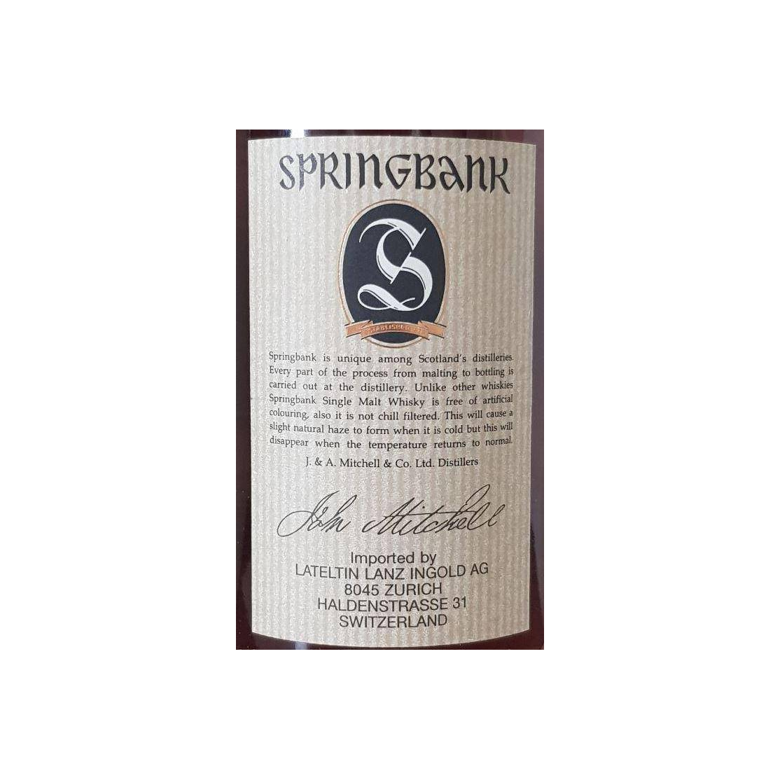 Springbank 21 Years Single Malt Whisky 2