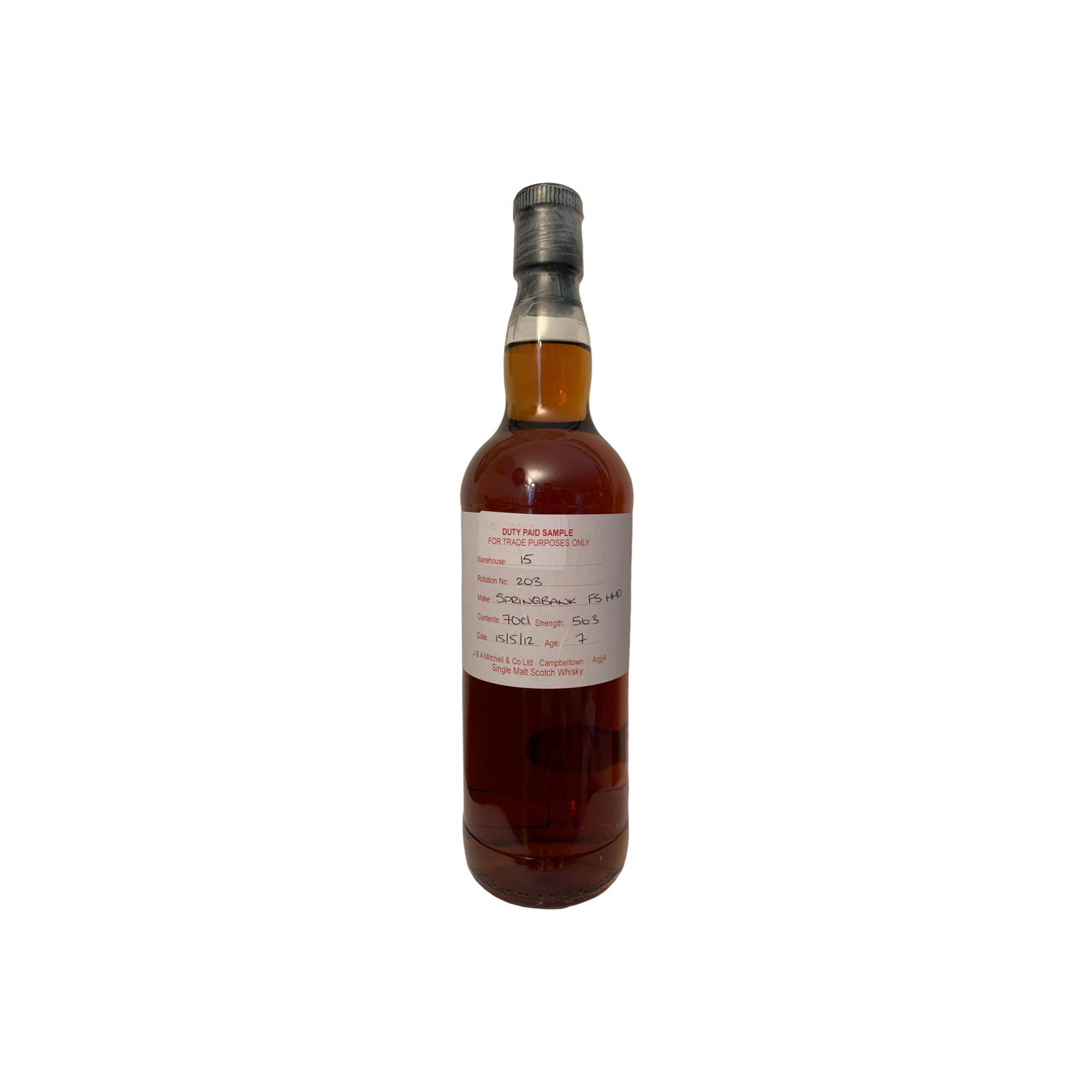 Springbank Duty Paid Sample - For Trade Purposes Only 2012 7 Years Single Malt Whisky