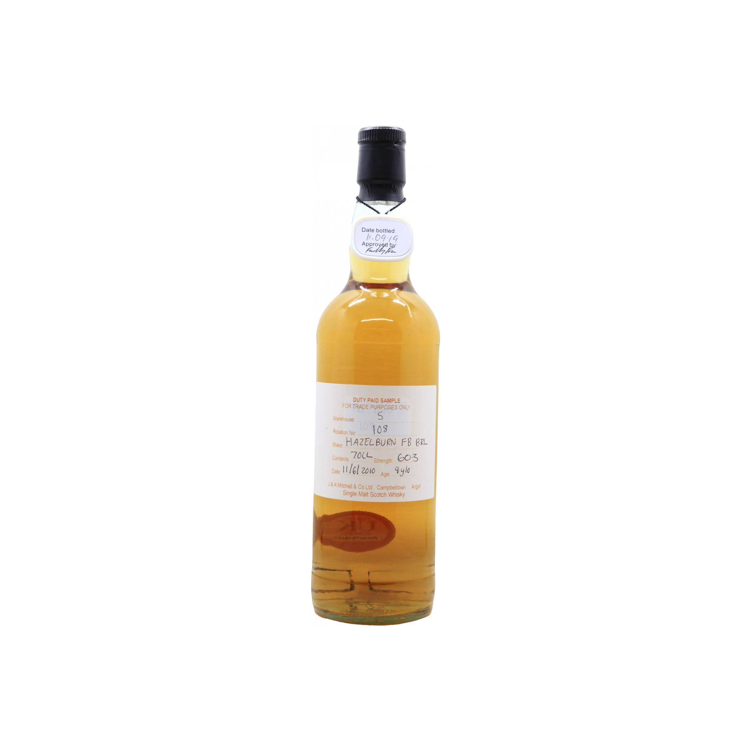 Hazelburn Duty Paid Sample - For Trade Purposes Only 2010 9 Years Single Malt Whisky
