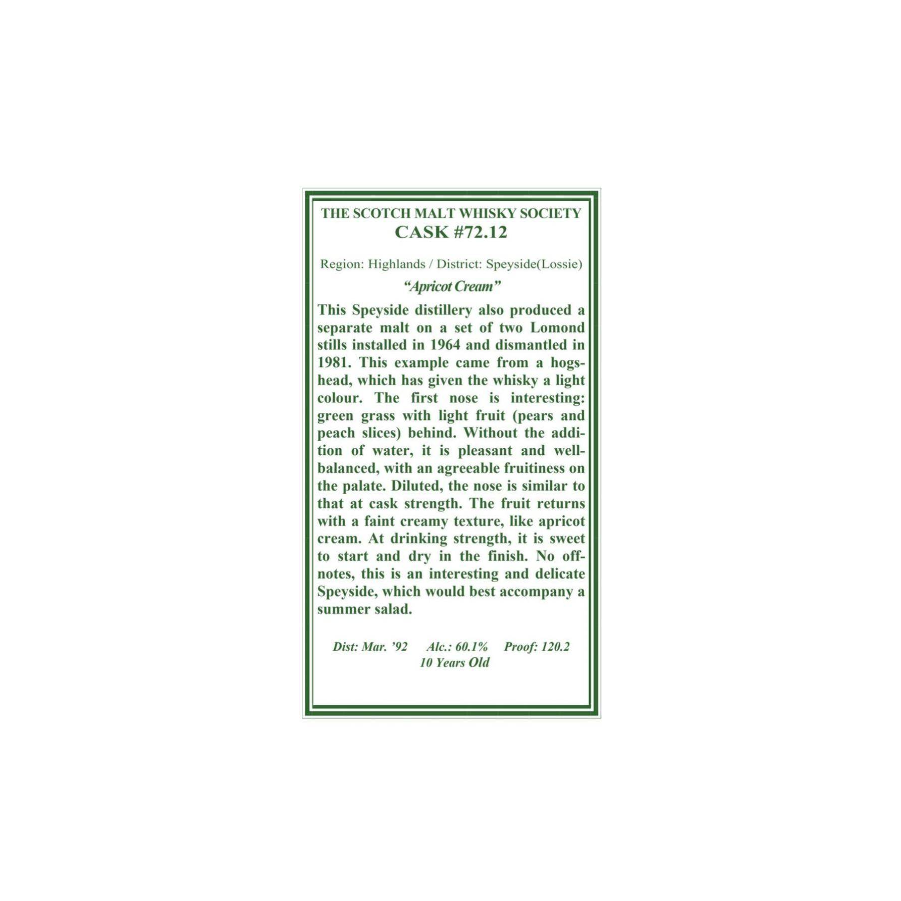 The Scotch Malt Whisky Society 1992 10 Years Single Malt Whisky