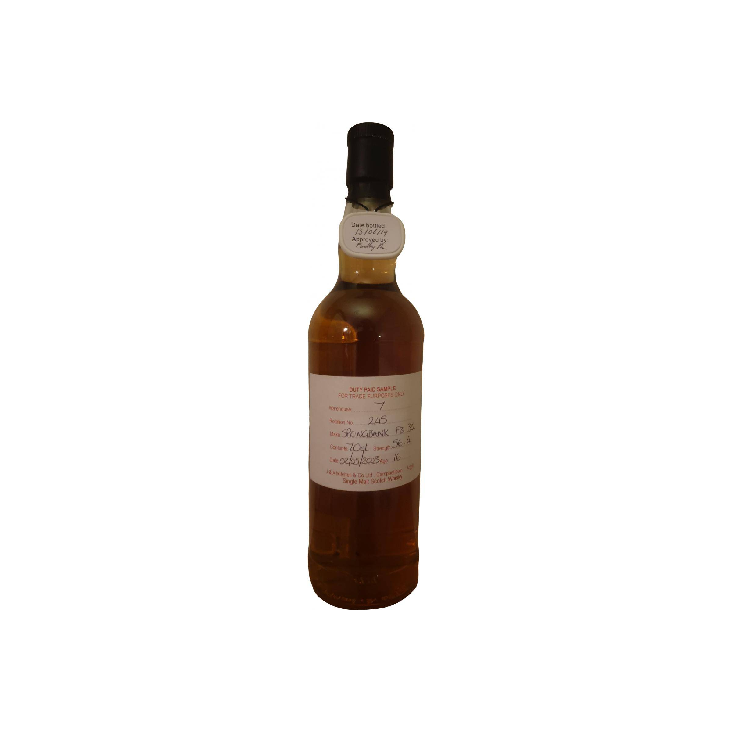 Springbank Duty Paid Sample - For Trade Purposes Only 2003 16 Years Single Malt Whisky