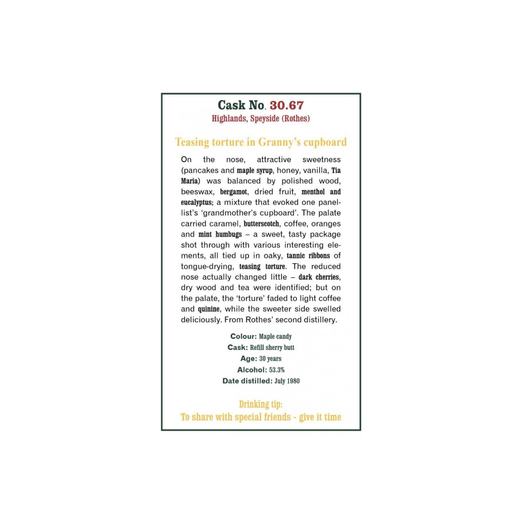 The Scotch Malt Whisky Society 1980 30 Years Single Malt Whisky