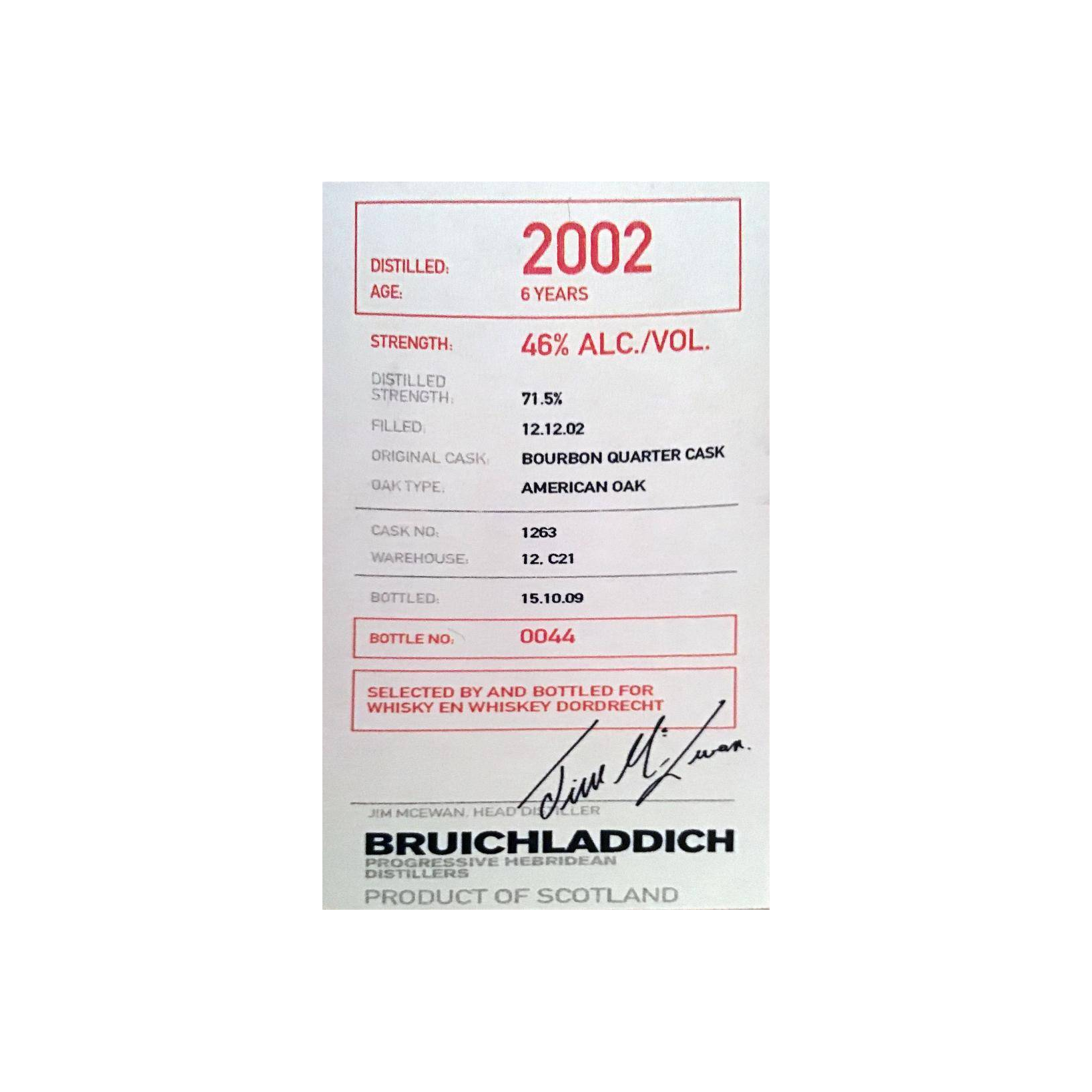 Bruichladdich 2002 6 Years Single Malt Whisky 3