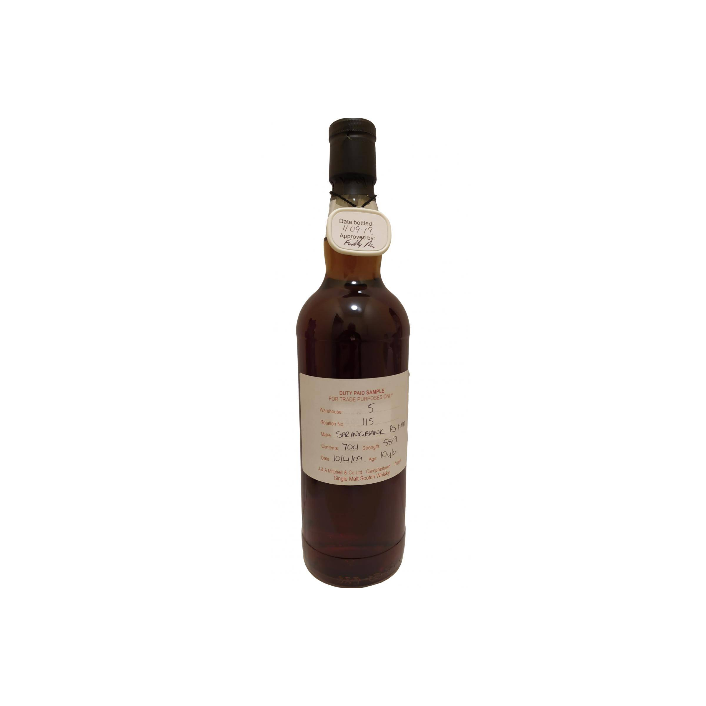 Springbank Duty Paid Sample - For Trade Purposes Only 2009 10 Years Single Malt Whisky