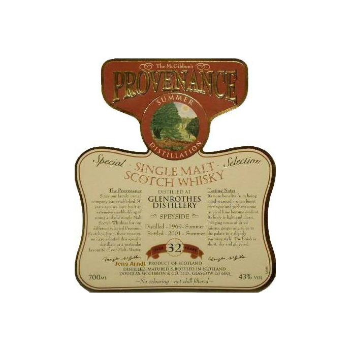 The Glenrothes McGibbon's Provenance 1969 32 Years Single Malt Whisky