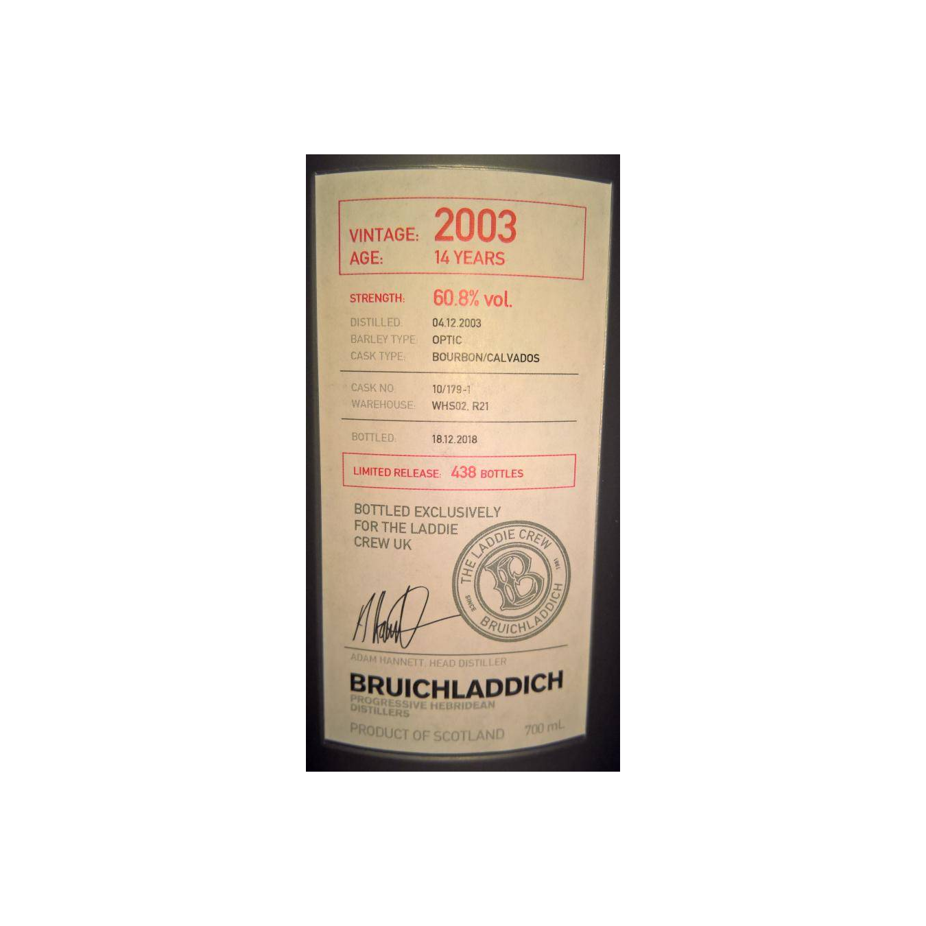 Bruichladdich 2003 14 Years Single Malt Whisky 2