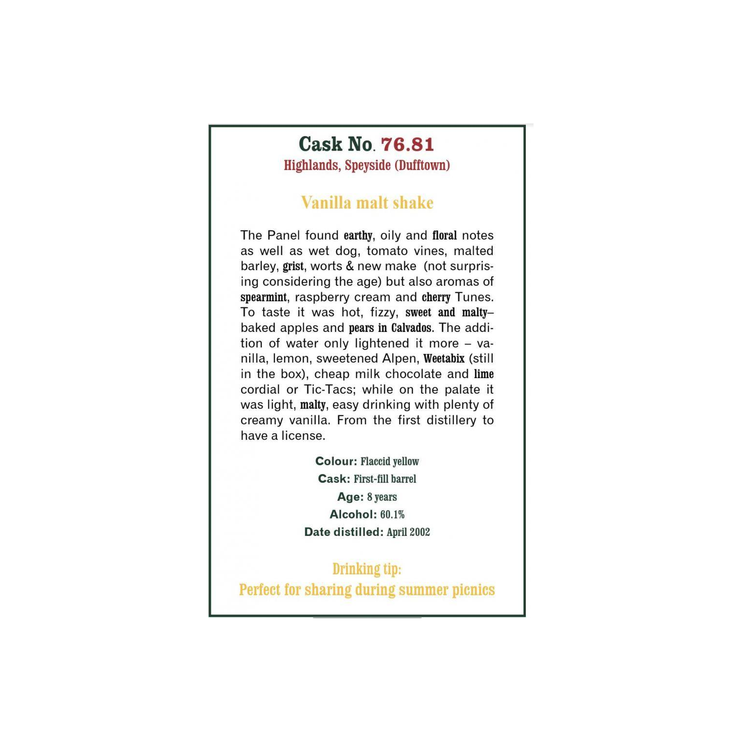 The Scotch Malt Whisky Society 2002 8 Years Single Malt Whisky