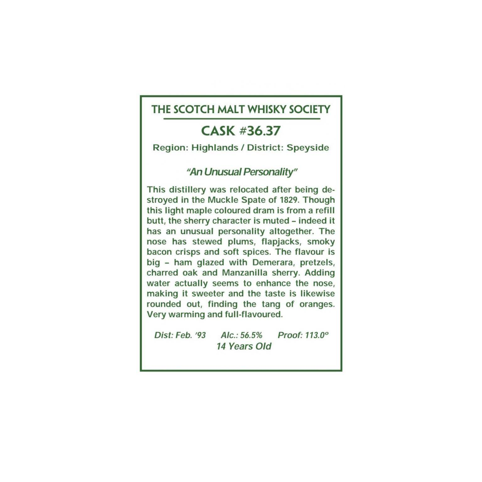 The Scotch Malt Whisky Society 1993 14 Years Single Malt Whisky