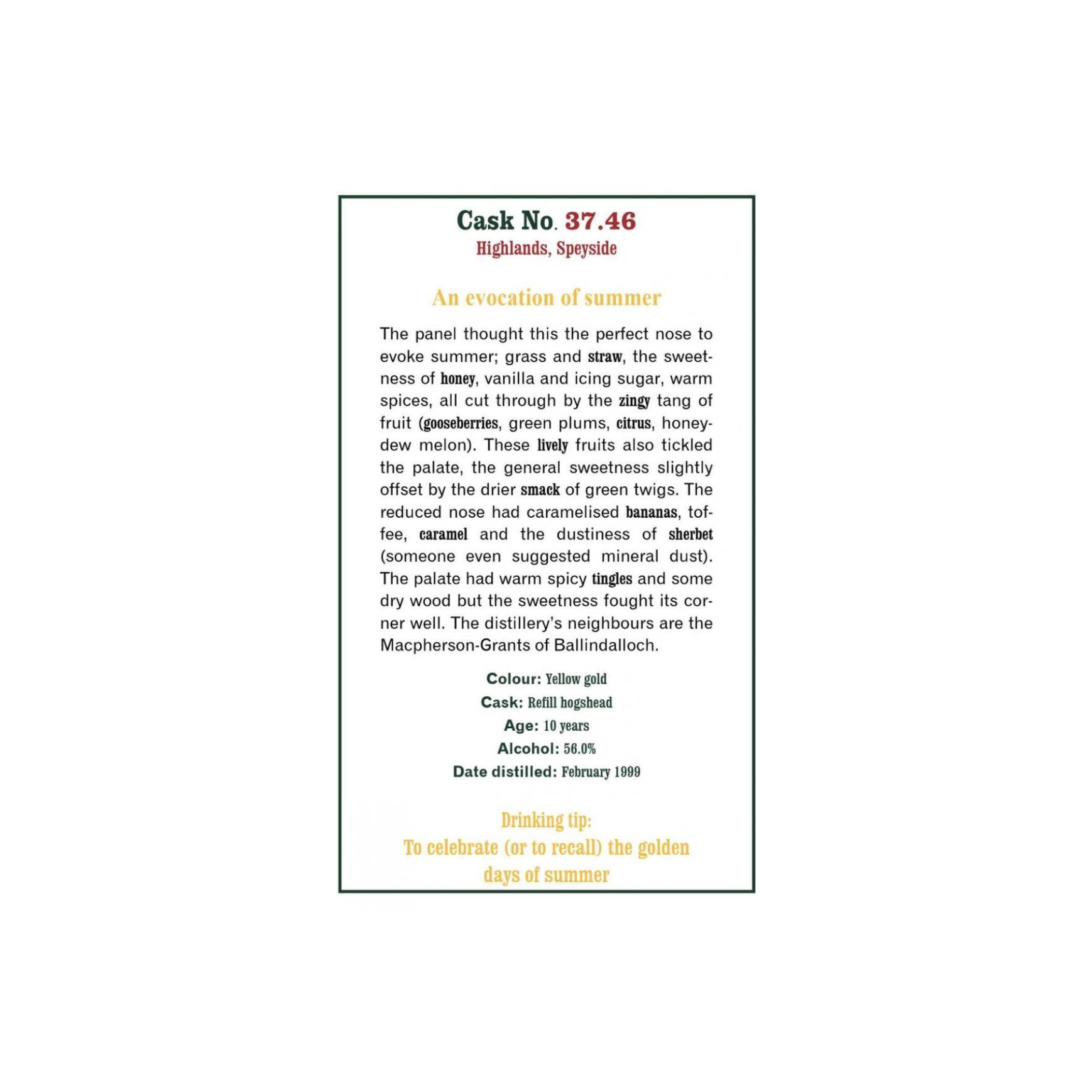 The Scotch Malt Whisky Society 1999 10 Years Single Malt Whisky