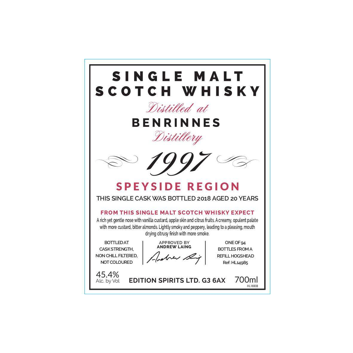 Benrinnes The First Editions 1997 20 Years Single Malt Whisky 3