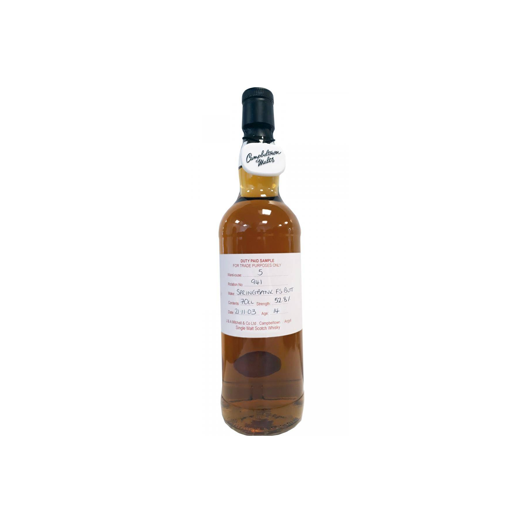 Springbank Duty Paid Sample - For Trade Purposes Only 2003 14 Years Single Malt Whisky