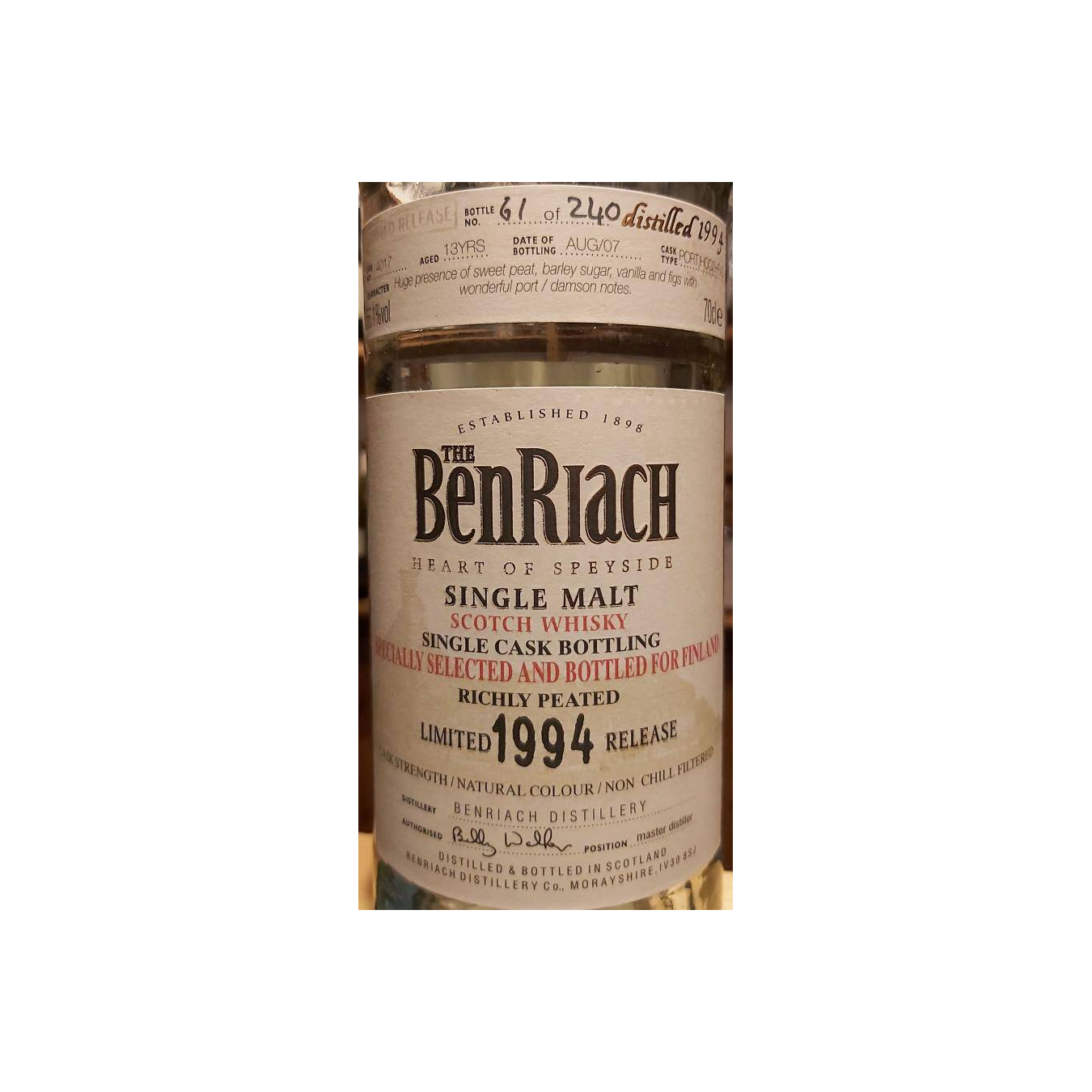 BenRiach Individual Cask Bottling 1994 13 Years Single Malt Whisky 2