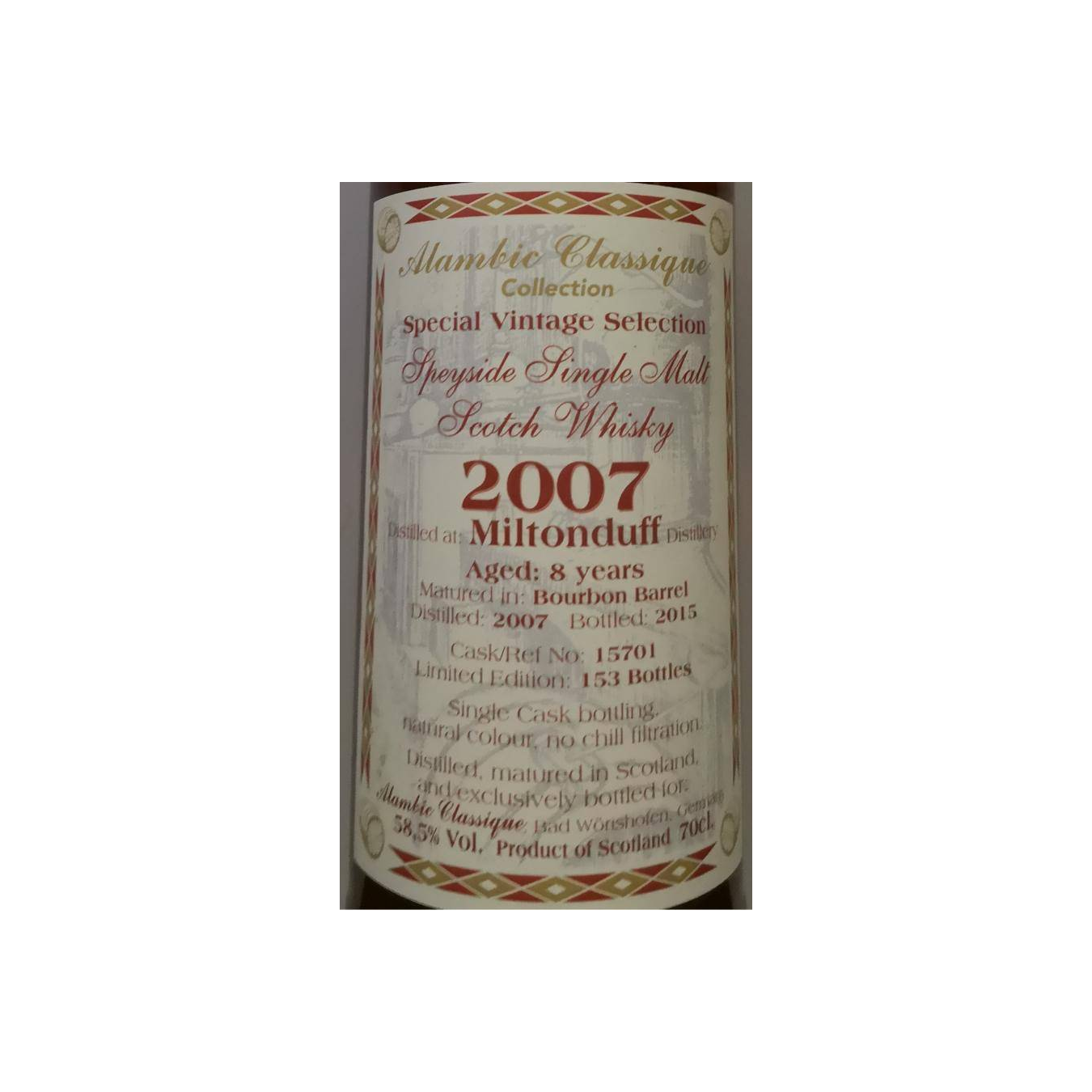 Miltonduff 2007 8 Years Single Malt Whisky