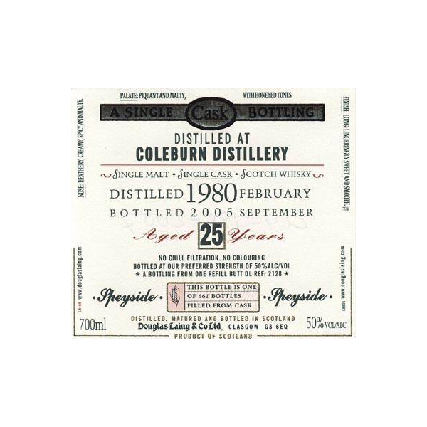 Coleburn Old Malt Cask 1980 25 Years Single Malt Whisky 2