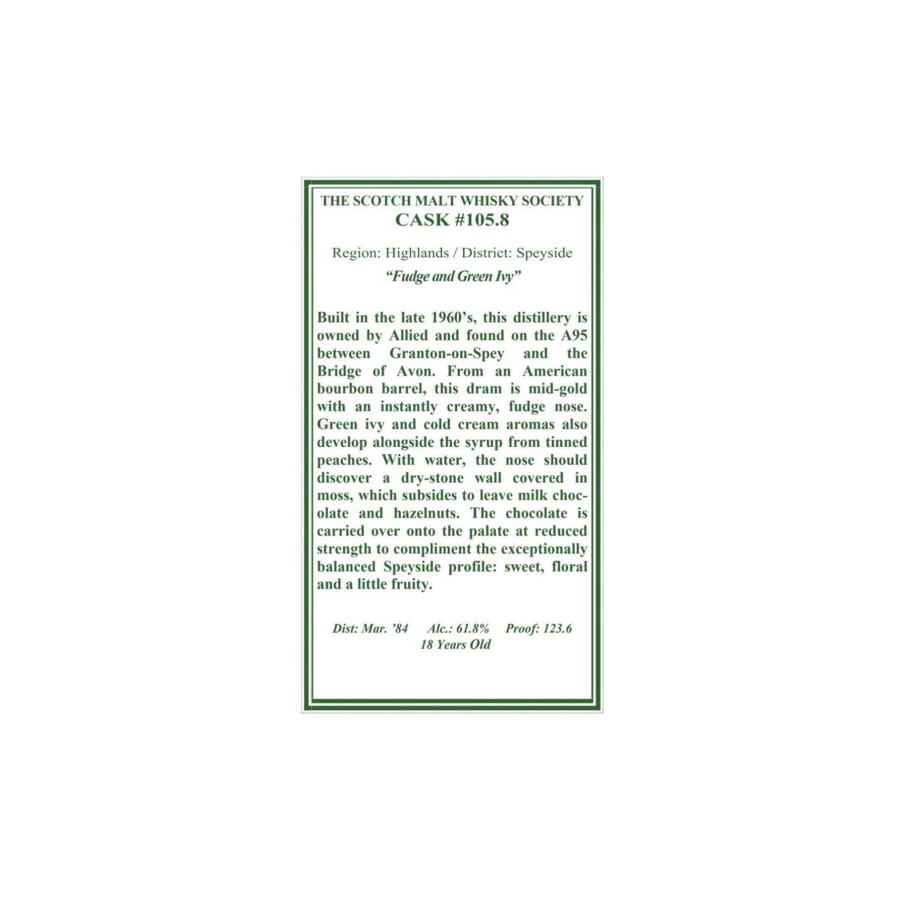 The Scotch Malt Whisky Society 1984 18 Years Single Malt Whisky