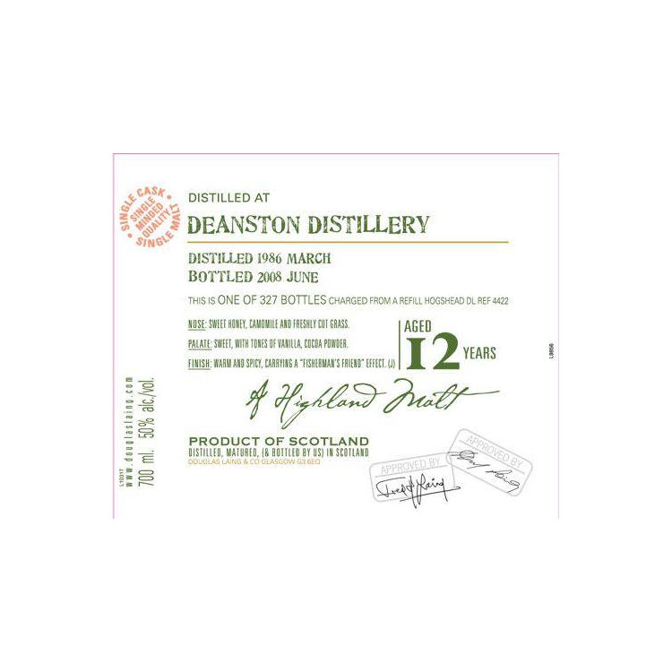 Deanston Old Malt Cask 1996 12 Years Single Malt Whisky
