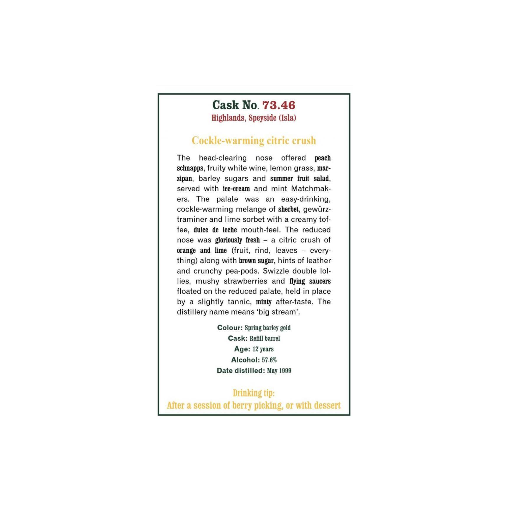 The Scotch Malt Whisky Society 1999 12 Years Single Malt Whisky