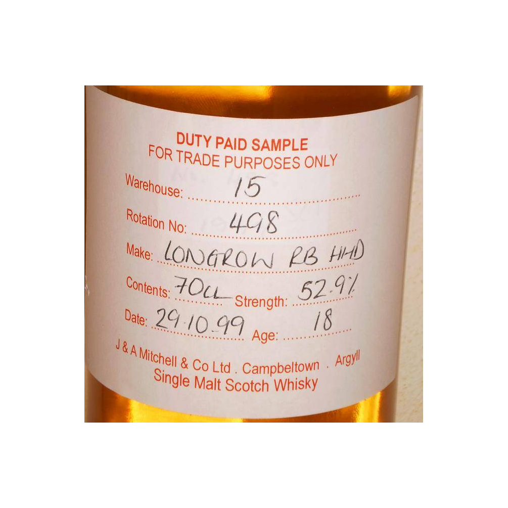 Longrow Duty Paid Sample - For Trade Purposes Only 1999 18 Years Single Malt Whisky