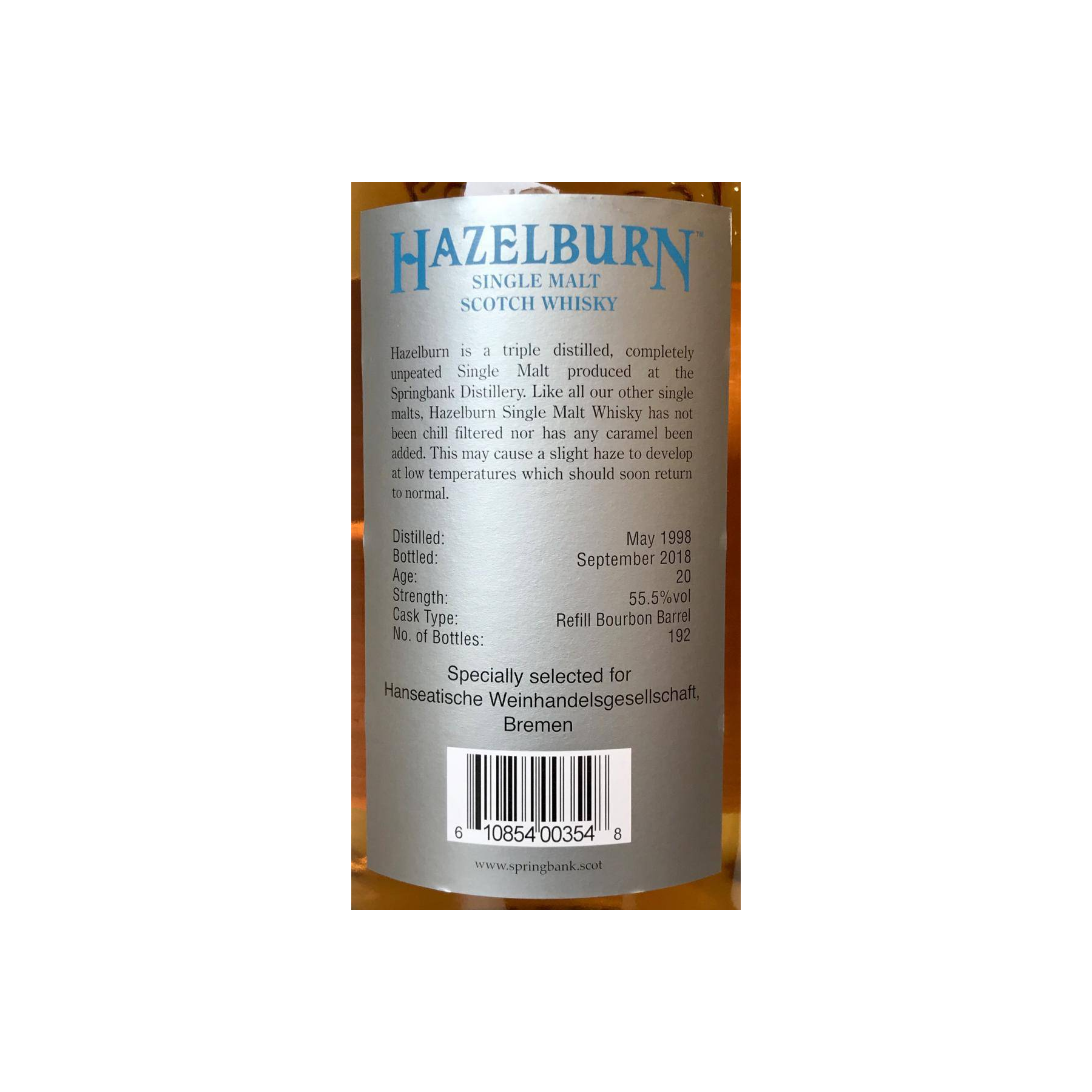 Hazelburn Single Cask 1998 20 Years Single Malt Whisky 2
