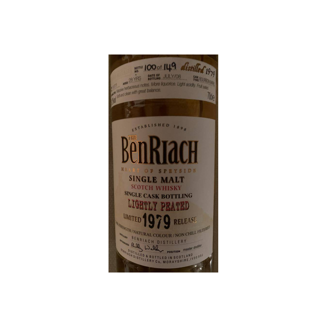 BenRiach 1979 28 Years Single Malt Whisky