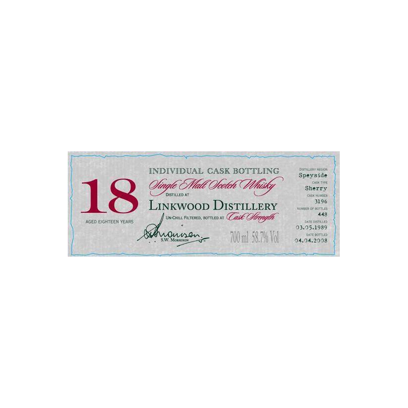 Linkwood Individual Cask Bottling 1989 18 Years Single Malt Whisky 2