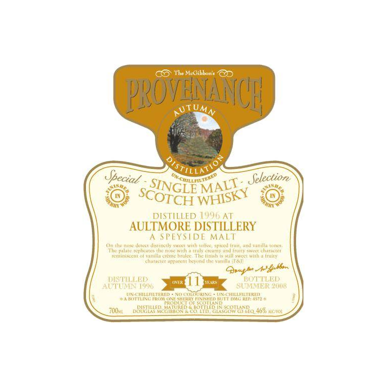 Aultmore McGibbon's Provenance 1996 11 Years Single Malt Whisky 2