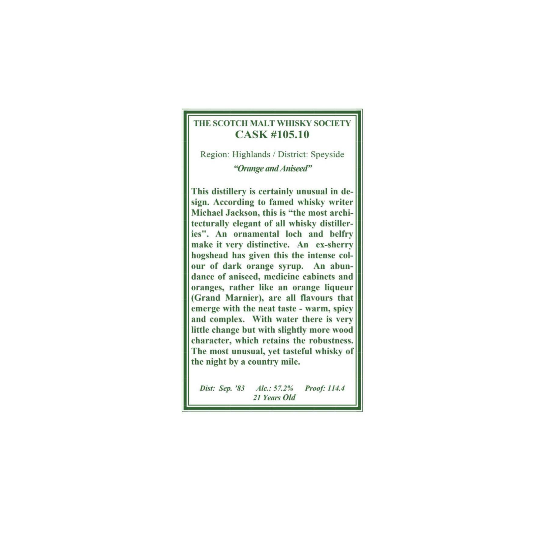 The Scotch Malt Whisky Society 1983 21 Years Single Malt Whisky