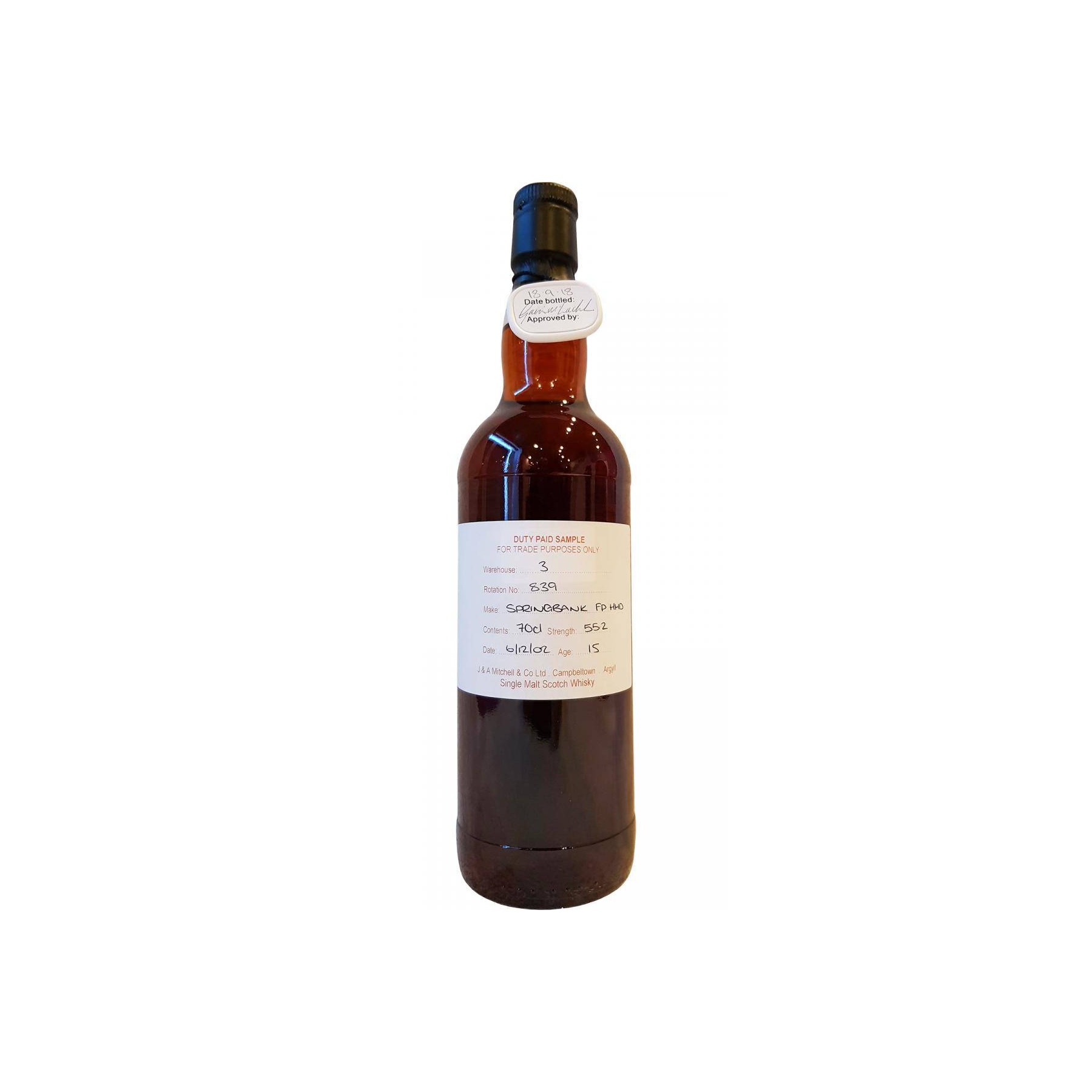 Springbank Duty Paid Sample - For Trade Purposes Only 2002 15 Years Single Malt Whisky