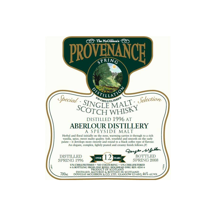 Aberlour McGibbon's Provenance 1996 12 Years Single Malt Whisky