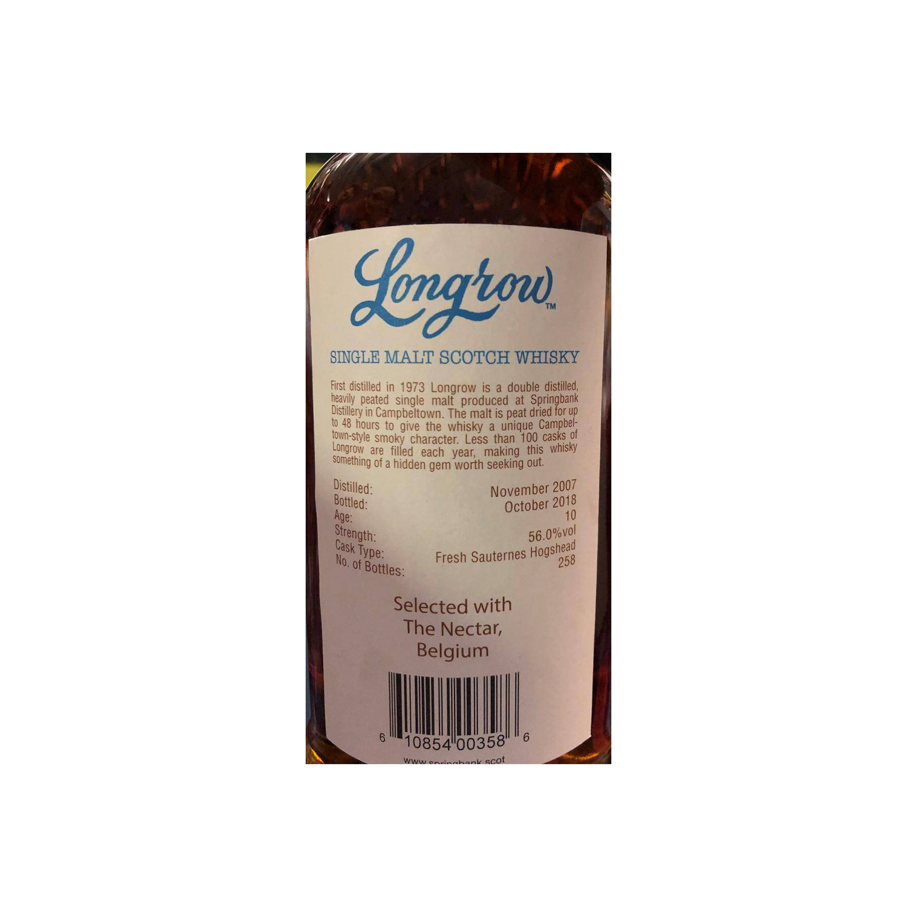 Longrow Single Cask 2007 10 Years Single Malt Whisky 2