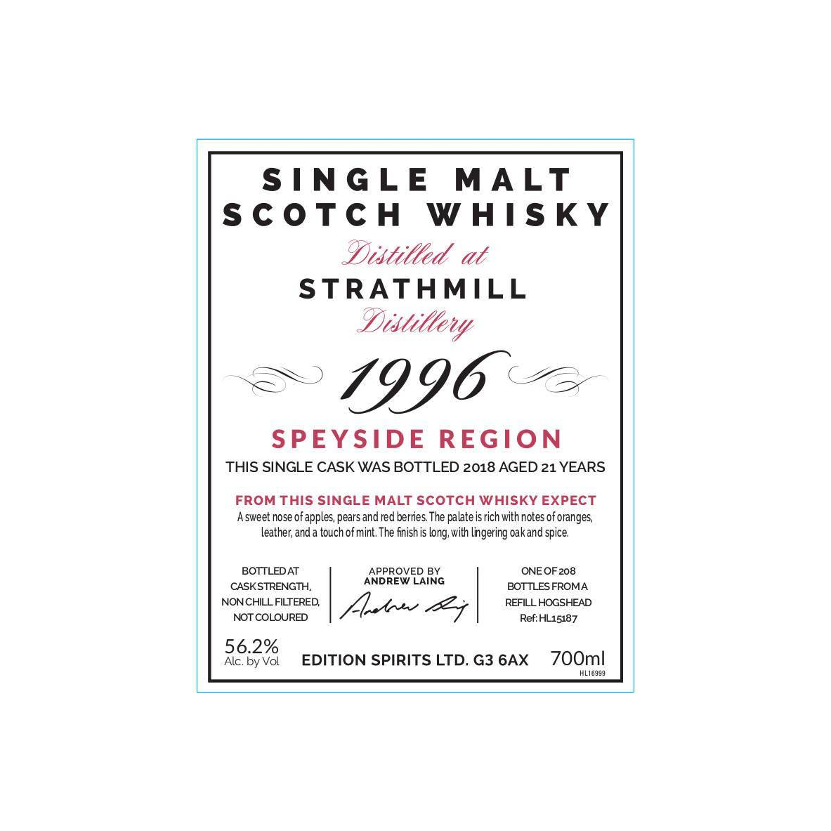 Strathmill The First Editions 1996 21 Years Single Malt Whisky 2