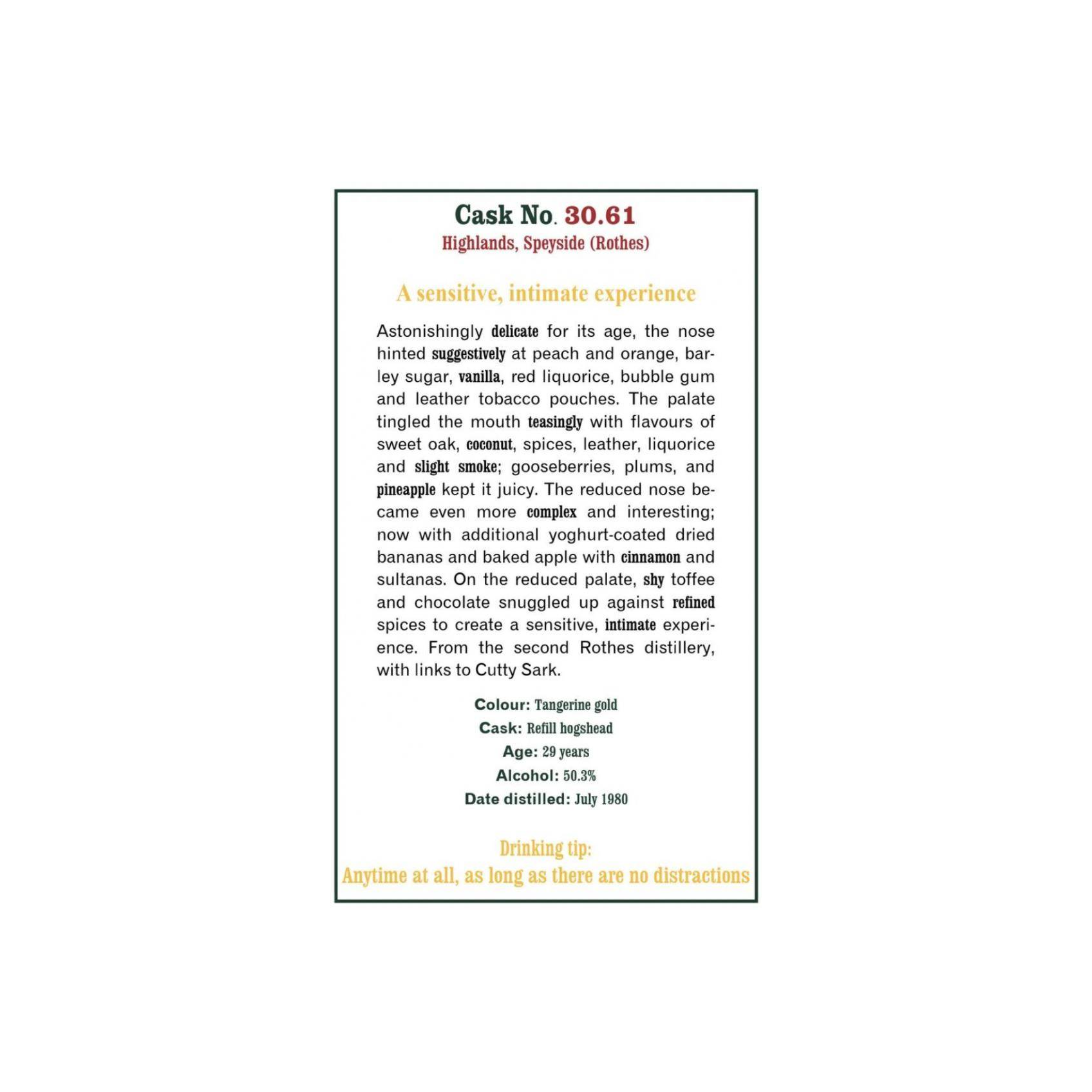 The Scotch Malt Whisky Society 1980 29 Years Single Malt Whisky