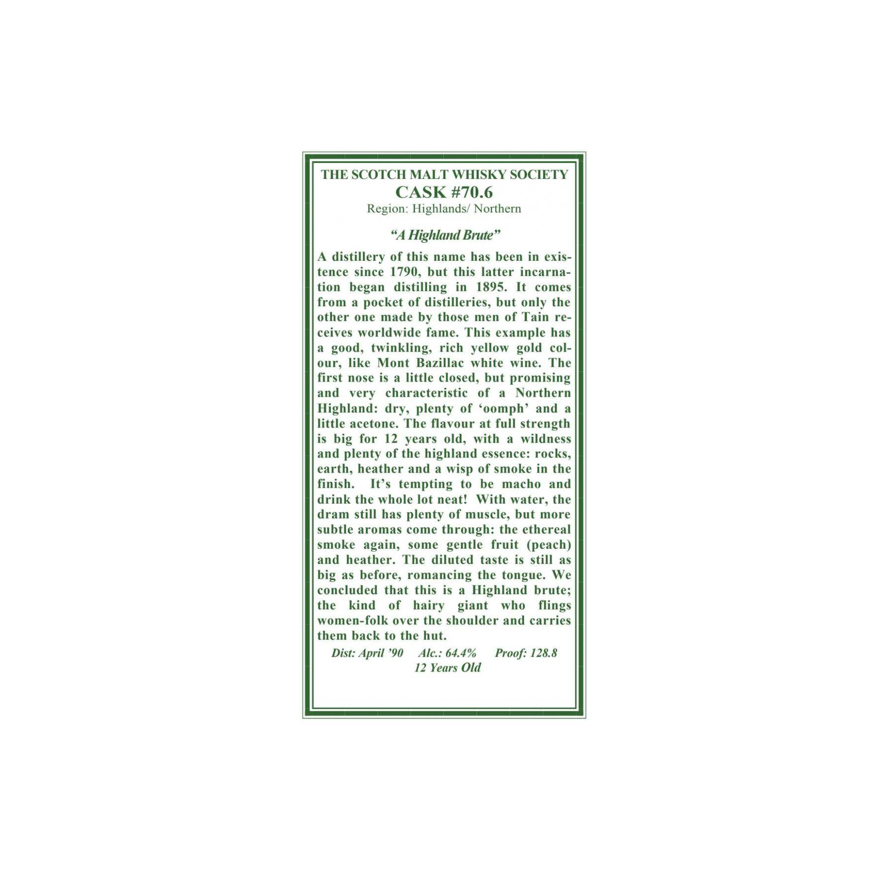 The Scotch Malt Whisky Society 1990 12 Years Single Malt Whisky