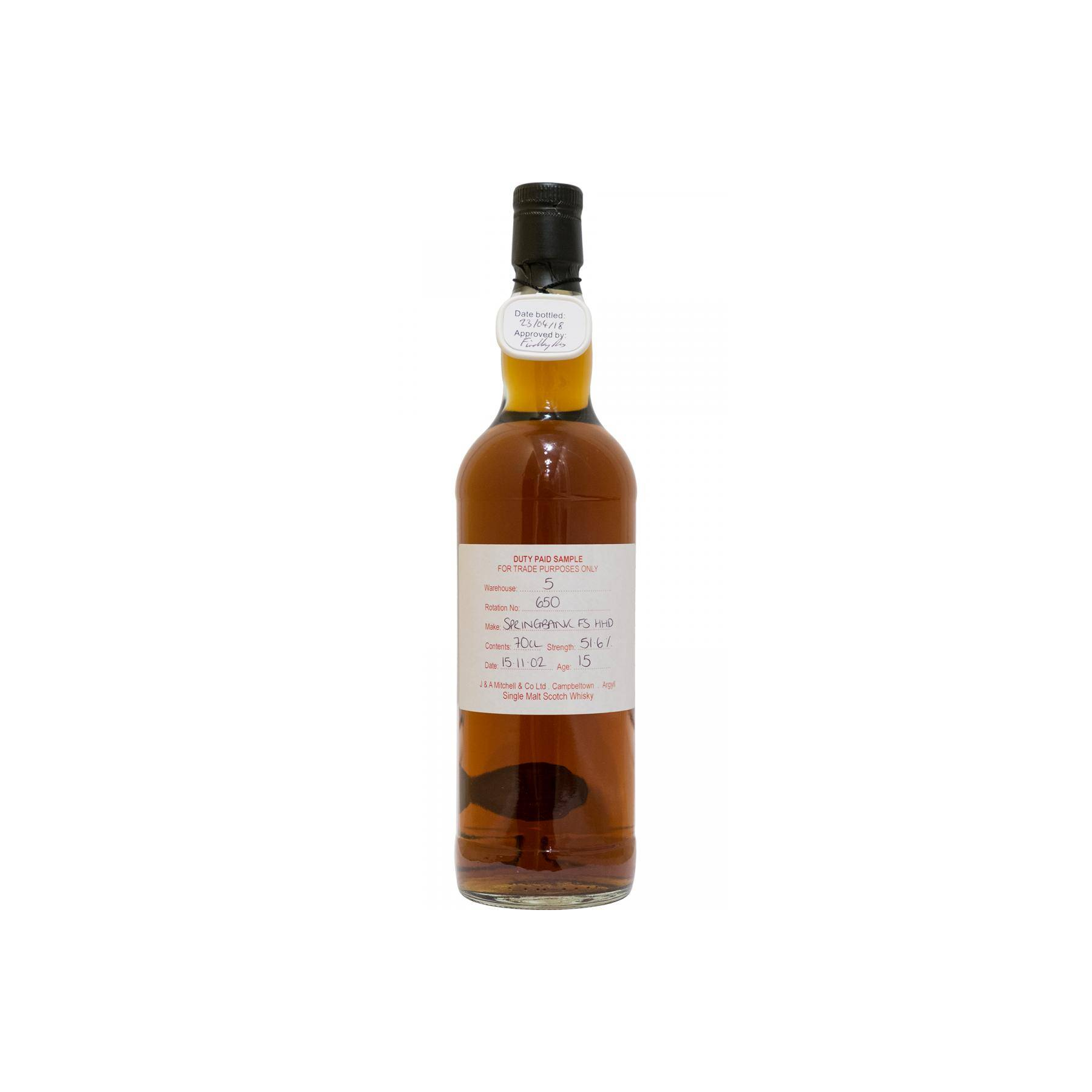 Springbank Duty Paid Sample - For Trade Purposes Only 2002 15 Years Single Malt Whisky