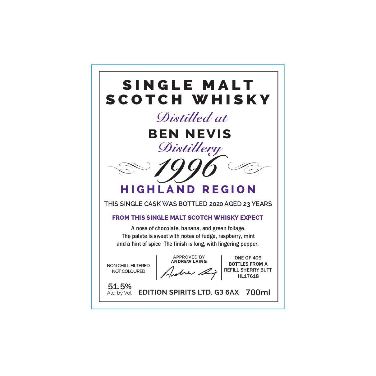 Ben Nevis The First Editions 1996 23 Years Single Malt Whisky 2
