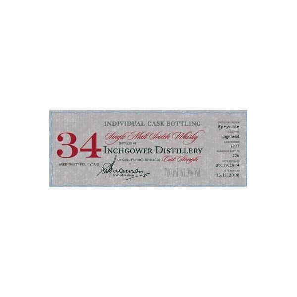 Inchgower Individual Cask Bottling 1974 34 Years Single Malt Whisky