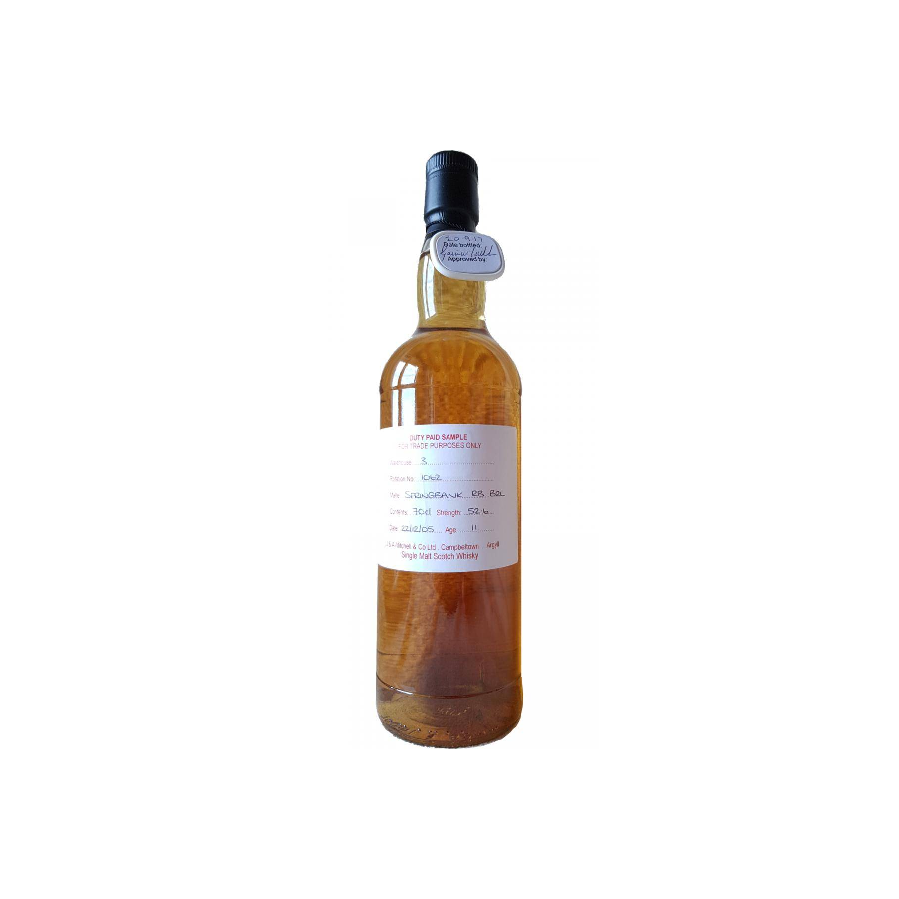 Springbank Duty Paid Sample - For Trade Purposes Only 2005 11 Years Single Malt Whisky