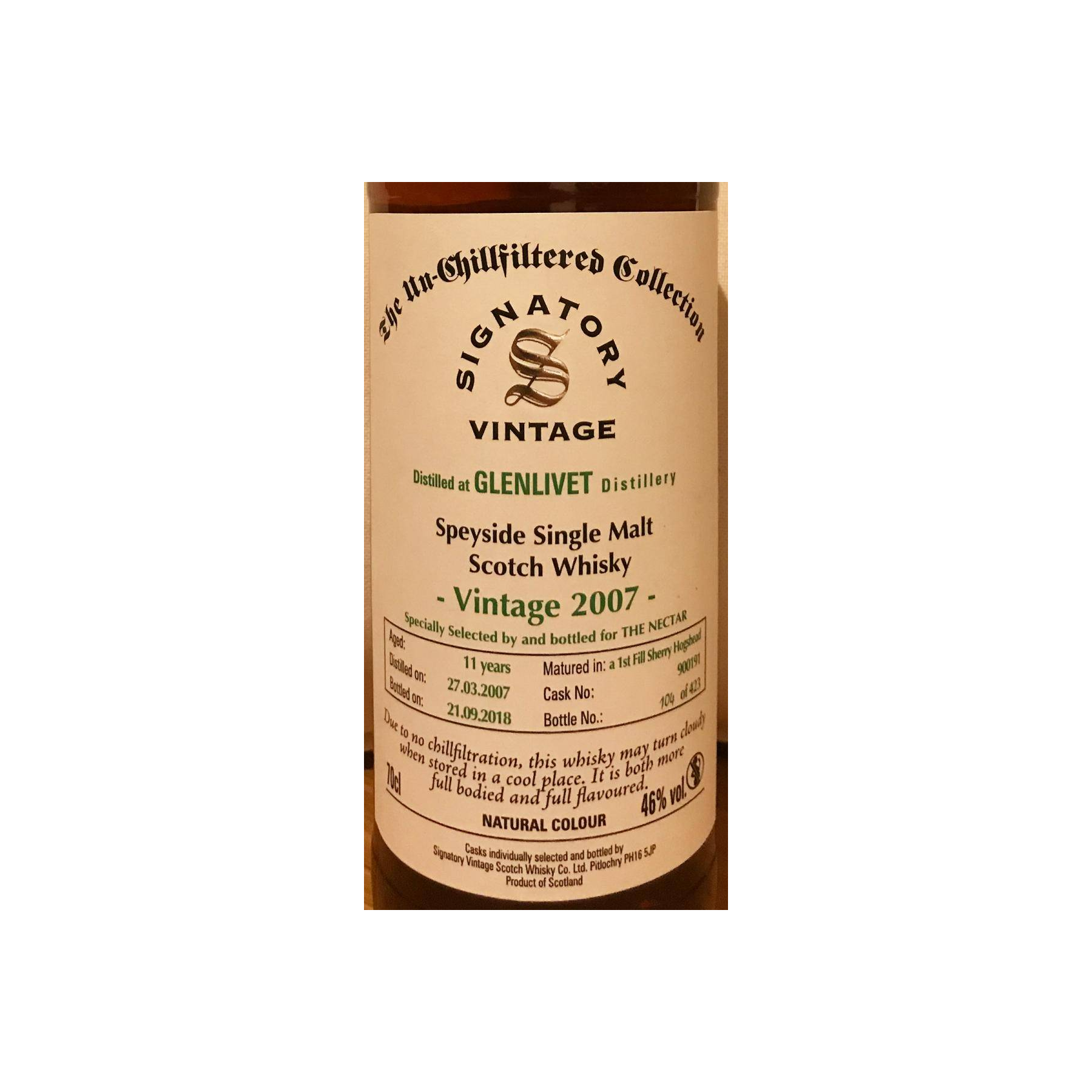 The Glenlivet The Un-Chillfiltered Collection 2007 11 Years Single Malt Whisky