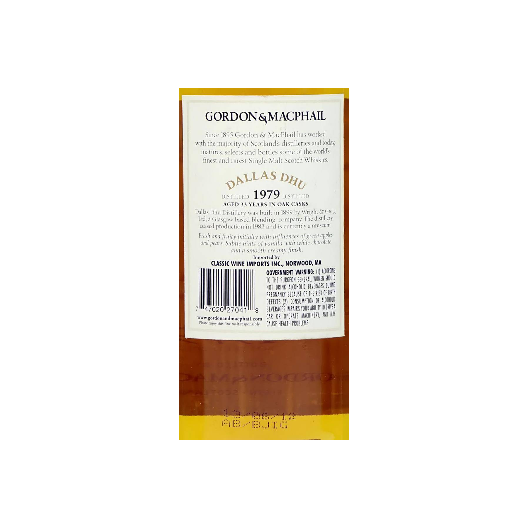 Dallas Dhu Licensed Bottling 1979 33 Years Single Malt Whisky 2