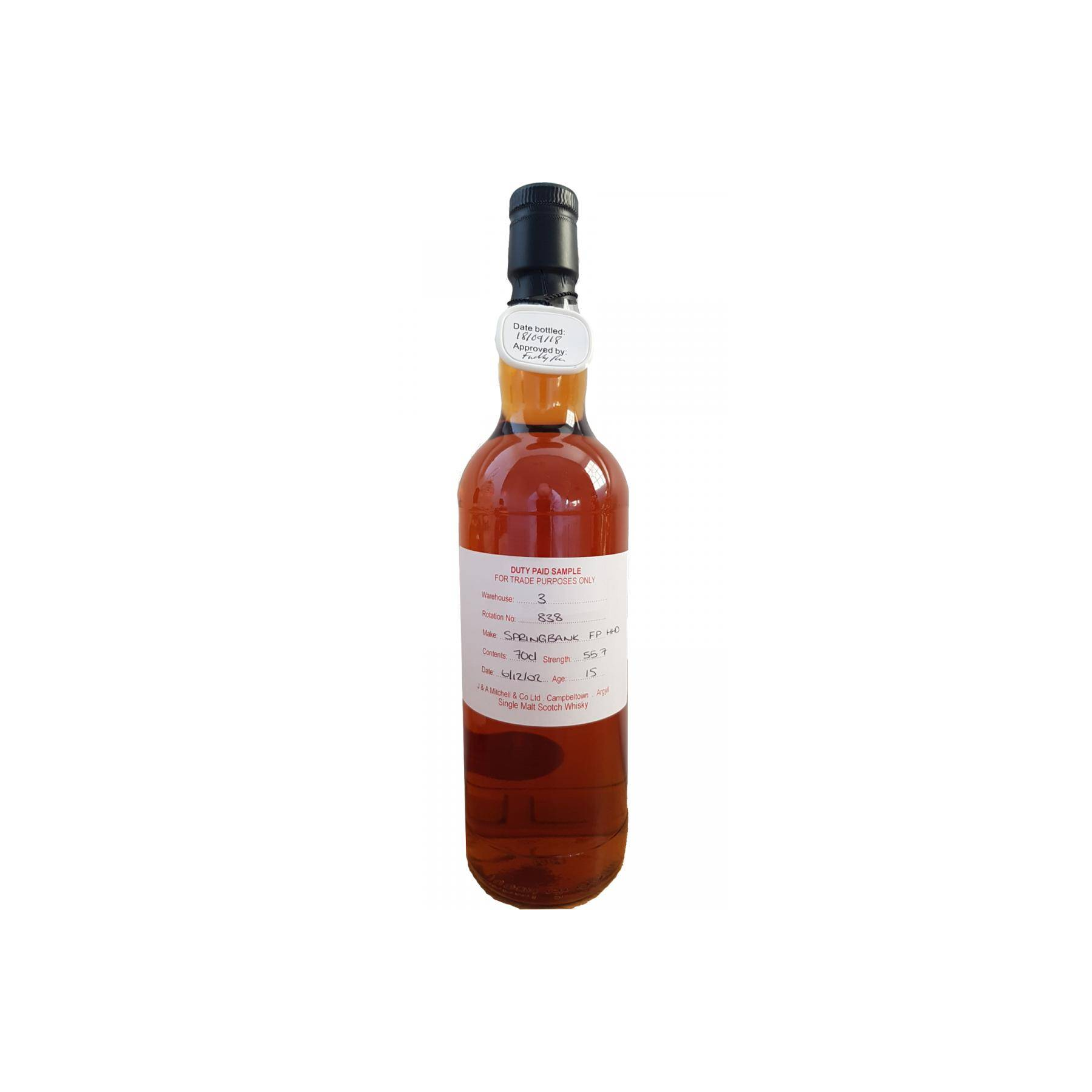 Springbank Duty Paid Sample - For Trade Purposes Only 2002 15 Years Single Malt Whisky